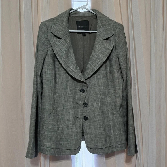 Classiques Entier Atelier Rounded Hem Blazer, Taupe & Beige Plaid, Sz 12, EUC! - Picture 1 of 11